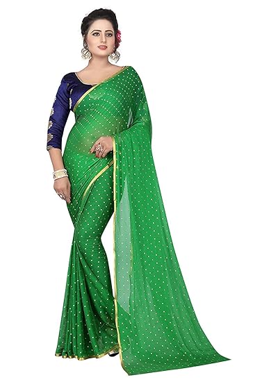 Womens Pure Nazamin Gold Print Saree with Jacquard Blouse Piece (Green)