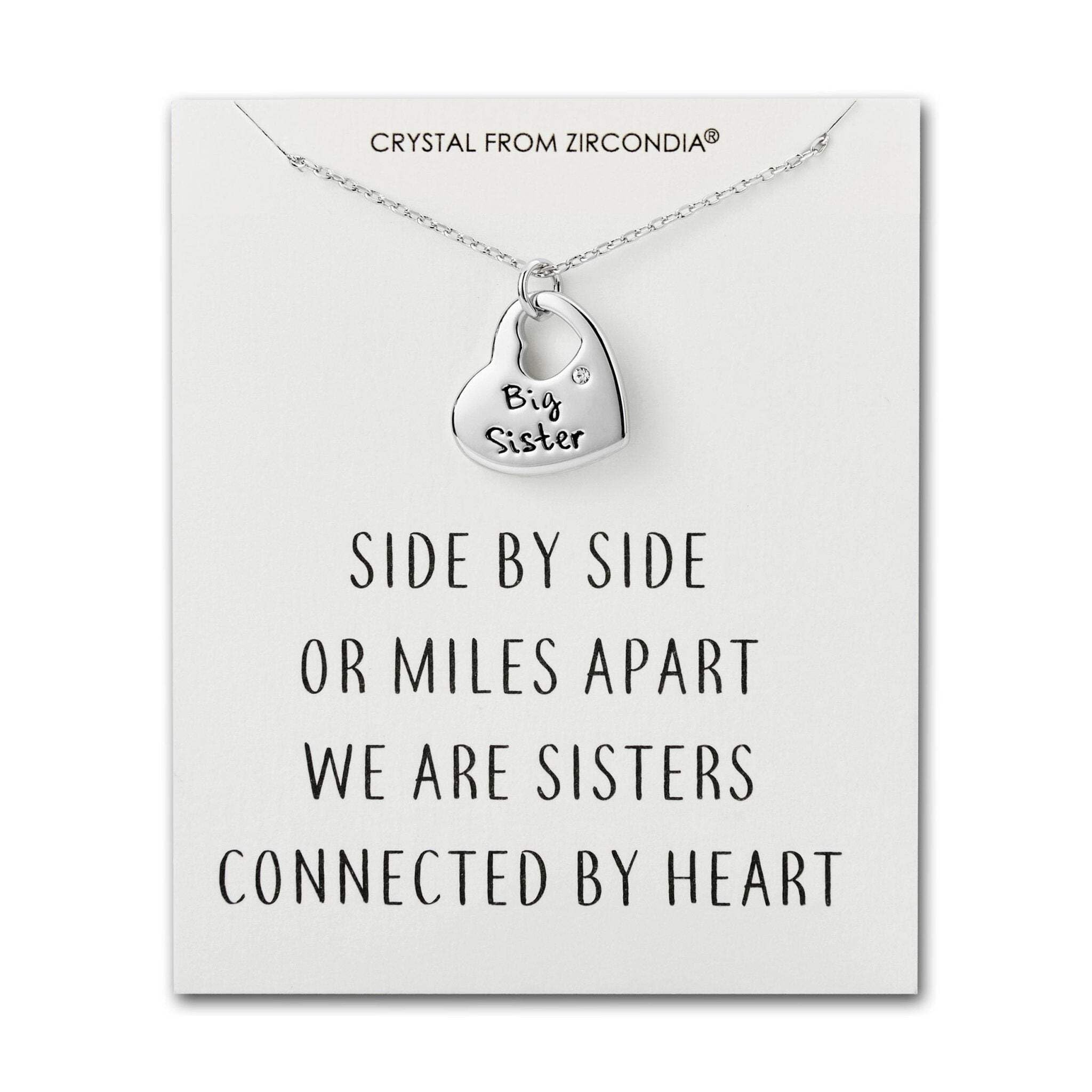 Philip Jones Big Sister Heart Necklace with Quote Card Created with Zircondia® Crystals