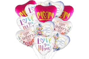 12Pcs Happy Mother's Day Balloons Set, 18 Inch Mom Balloons, Aluminum Foil Balloons for Mother's Day Decorations, Party Suppl