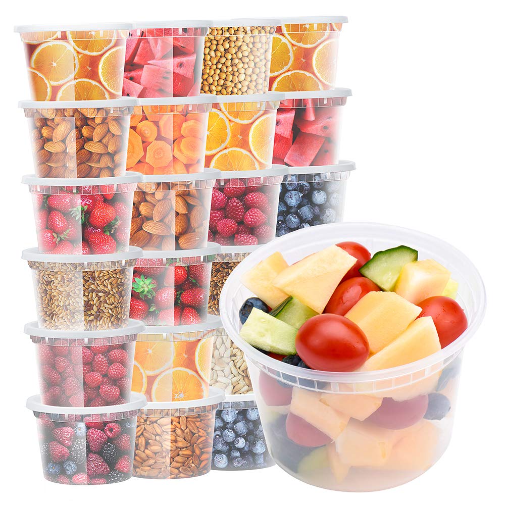 Photo 1 of Glotoch 24 Pack 16 oz Deli Containers with Lids, Plastic Food Storage Freezer Storge Soup Containers with Lids - Microwave, Freezer & Dishwasher Safe Eco-Friendly, BPA-Free, Reusable & Stackable