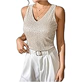 SHENHE Women's Plus Size Sparkly Sequin Tops Sleeveless V Neck Concert Night Out Top