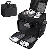 LOTCAIN Cable Organizer Bag,Cable Management Box Cord Organizer Case,Electronics Cord Storage Bag with Adjustable Divider Large Cable Storage Bag Carrying Case for Cable, Cord,Power Strip