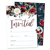 Whaline 25 Sets Flower Invitations with Envelopes