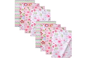 Waoot Kdet Cotton Flannel Receiving Blankets Baby 8 Pcs, Baby Swaddle Blankets, Infant Flannel Blanket 30 X 30 Inch for Boy Girl (Style3)