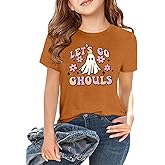 KVADN Halloween Shirts for Girls Boys Toddler Retro Spooky Short Sleeve Shirt Cute Ghost Graphic Tshirts 1-7 Years