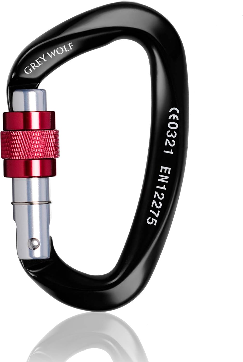GREY WOLF Heavy Duty Climbing Carabiner – USA Certified 25 KN Screwgate Climbing Harness – D Ring Locking Carabiner for Rock Climbing Holds, Tree Climbing Gear, Dog Leash & Camping Hammock : Sports & Outdoors