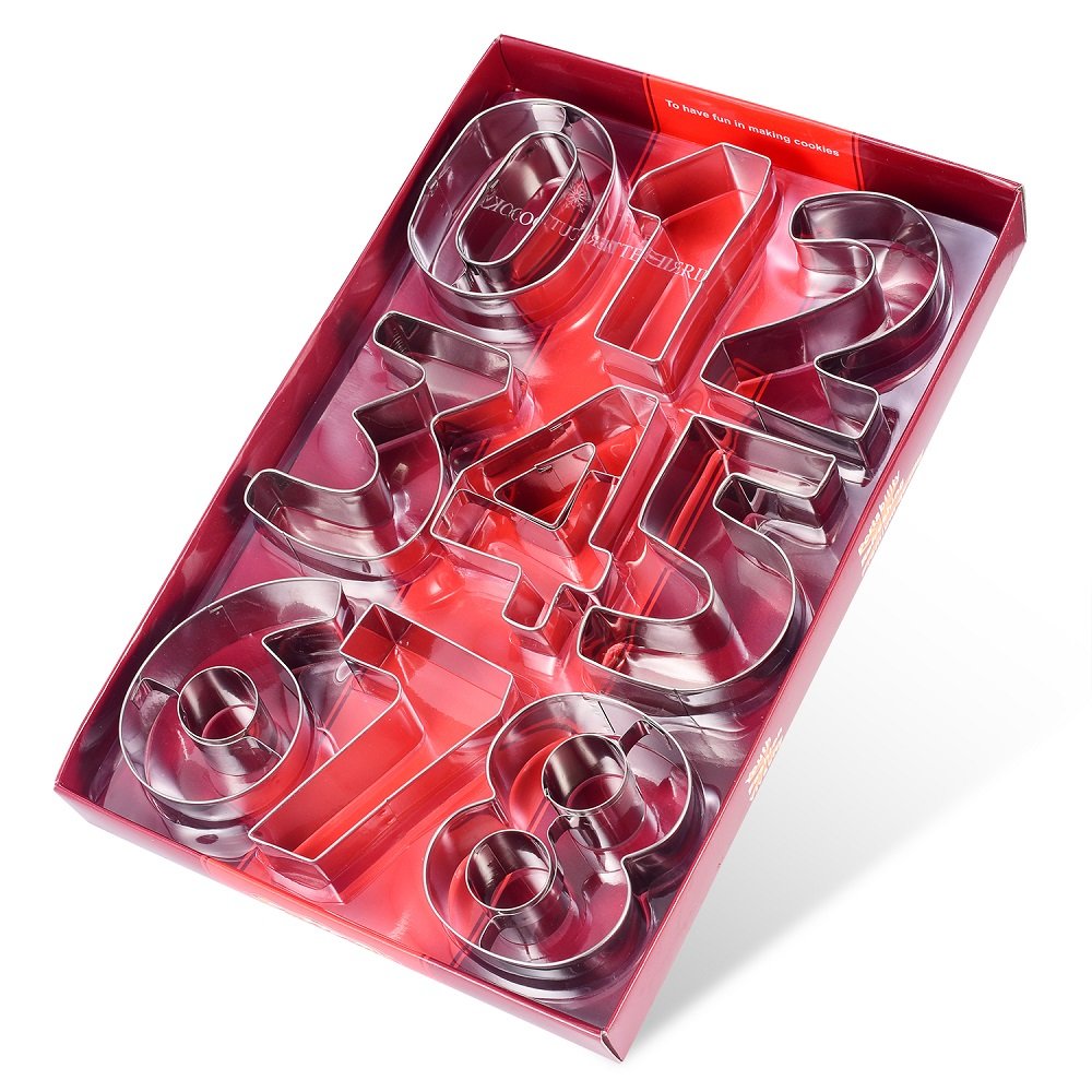 Ertek Numbers Cookie Cutters 3 Inches 9pcs Jelly Fondant Cutter set, Stainless Steel, Large Number cutter (3\'\' Number cutter)