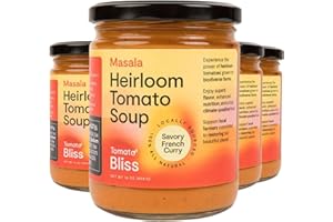 Tomato Bliss Masala Heirloom Tomato Soup, All Natural, Non-GMO, Vegan, Dairy-Free, No Added Sugar, Healthy Tomato Soups, High in Vitamin C and antioxidants (16 oz, 4-pack)