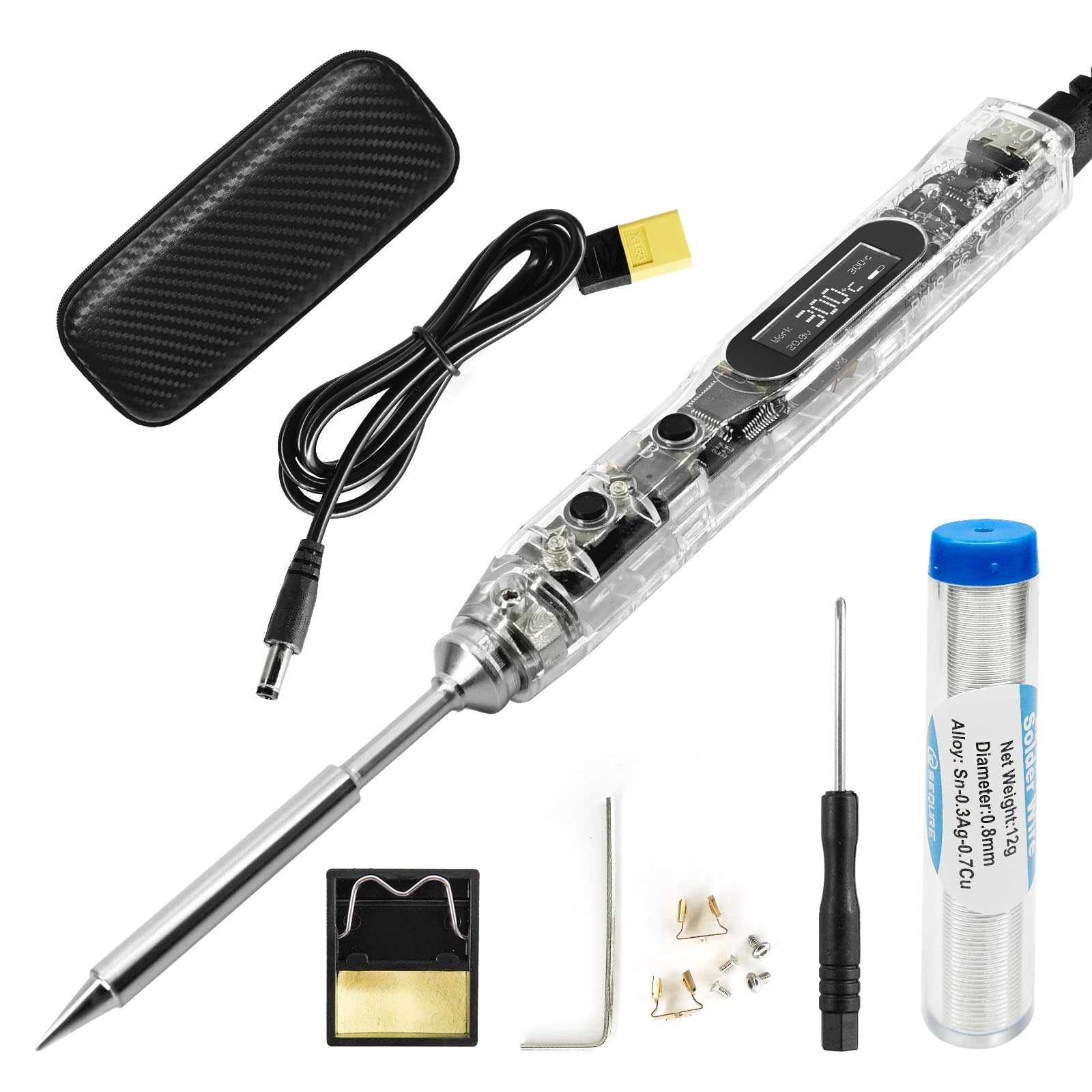 Photo 1 of SEQURE SI012 Soldering Iron Kit, 68W Portable Soldering Iron Electric, Fast Heating, DC+PD Power Input, Digital OLED Display, Constant Temperature, Auto Sleep Welding Tool, TS-B2 Soldering Tip, XT60