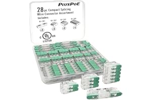PLUSPOE Lever Wire Connector 28pc, UL Listed Compact Quick Splicing Lever Wire Electrical Nuts Assortment | Electrical Insulated Terminals | Compatible with WAGO 221-2401, 221-412, 221-413, 221-415