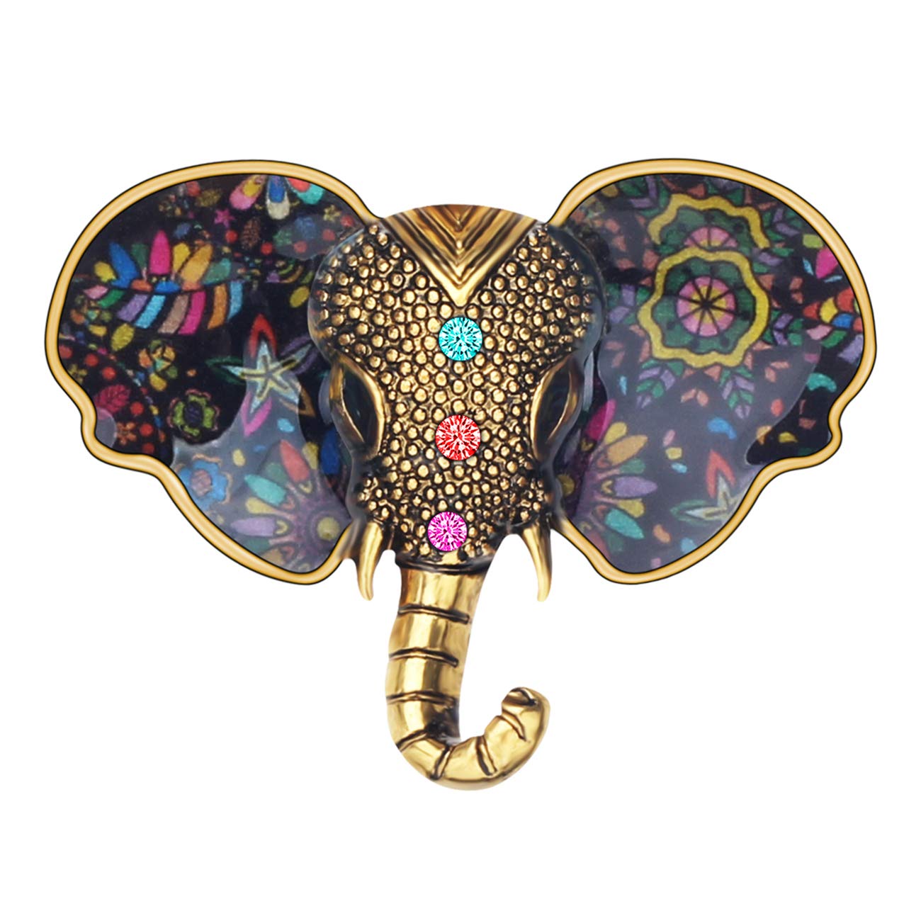 NEWEI Enamel Alloy Elephant Head Brooch Rhinestone Elephant Pin Clothes Decoration for Women Girls Teens Dainty Gift (Multicolor)