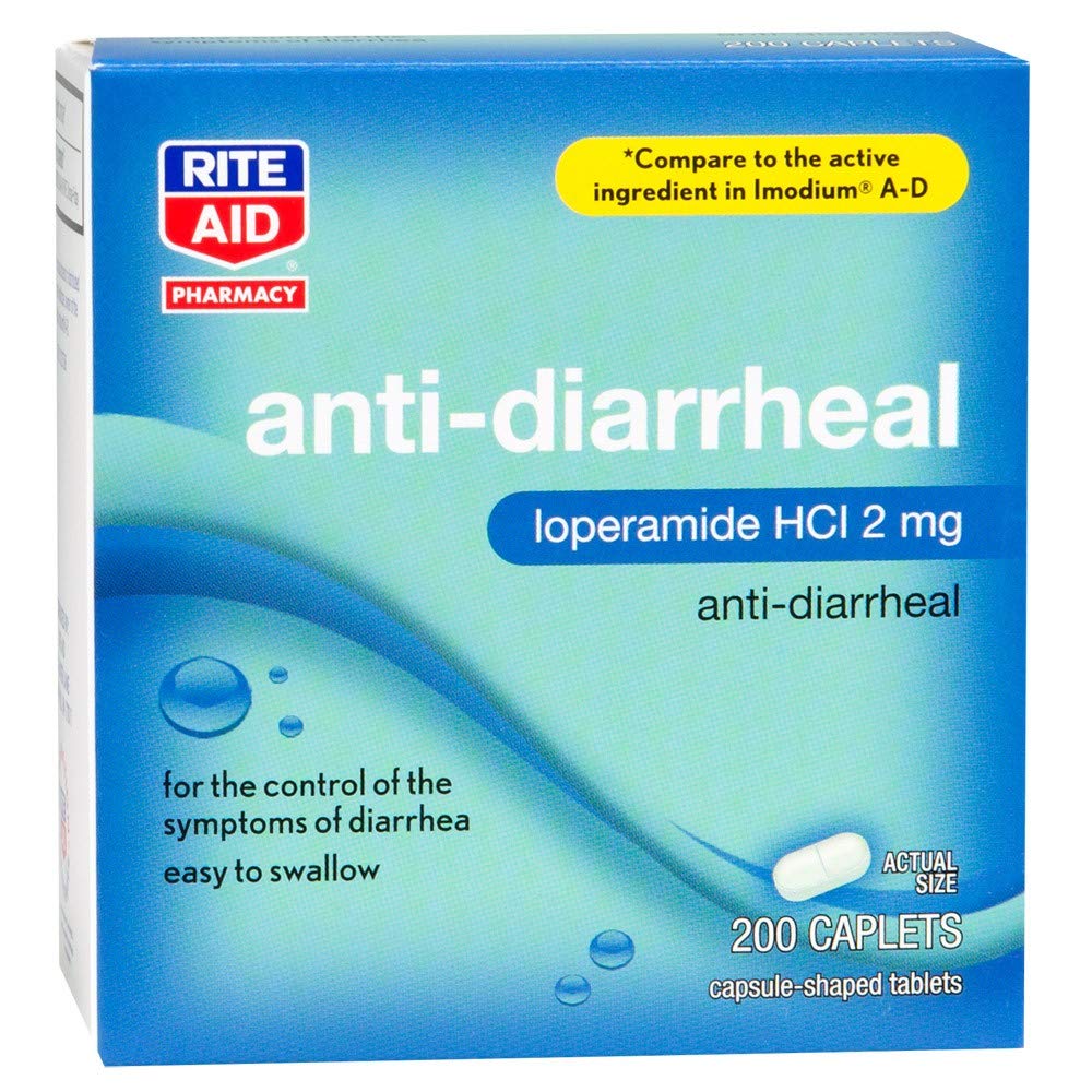 Rite Aid Anti Diarrhea Medicine, Loperamide Hydrochloride, 2 mg Caplets
