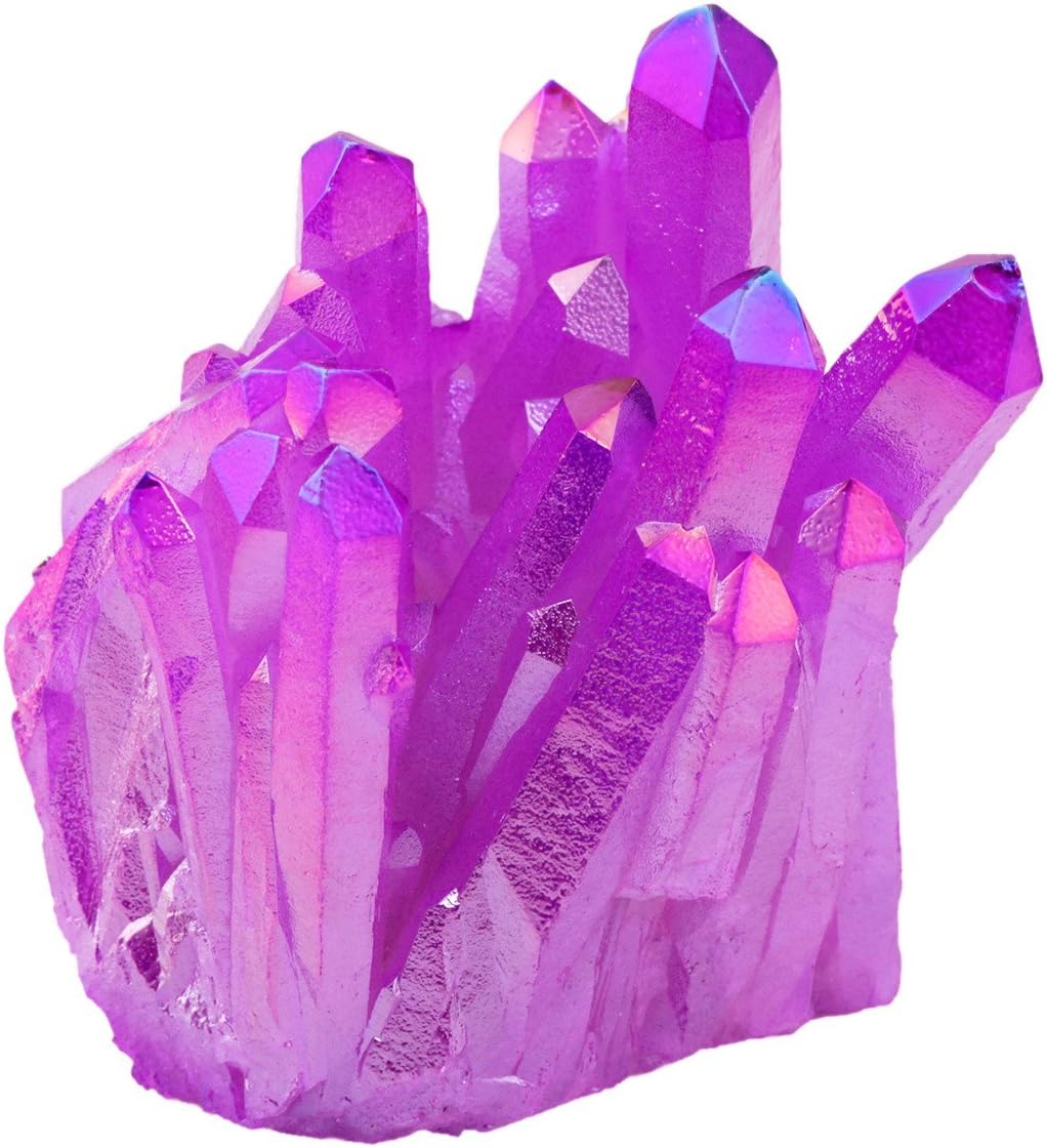 Indoor Fountains & Accessories - SUNYIK Purple Titanium Coated Crystal Cluster,Quartz Drusy Geode Gemstone Specimen Sphere Figurine(0.2-0.3lb)