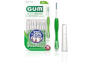 GUM Proxabrush Go-Betweens - Tight - Interdental Brushes - Soft Bristled Dental Picks for Plaque Removal & Gum Health - Safe for Braces & Dental Devices, 15 Count