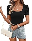 ZESICA Women's Square Neck Puff Sleeve Tops 2025