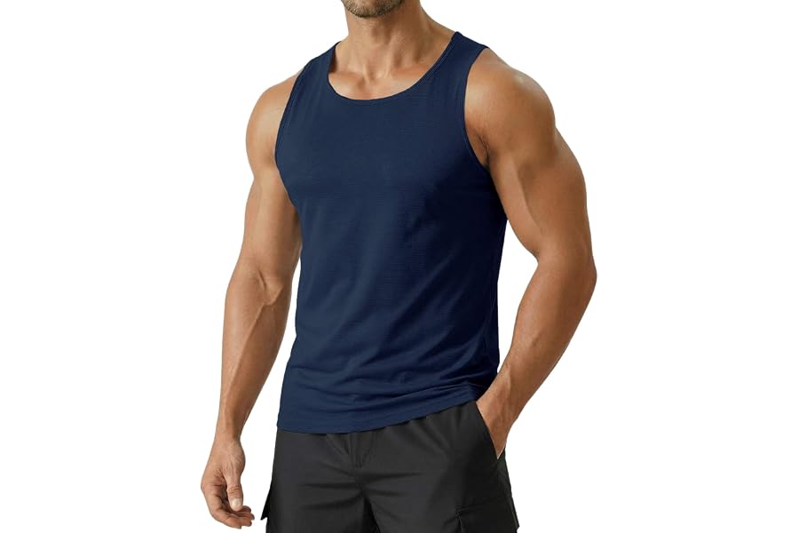 PINSPARK Men's UPF 50+ Quick Dry Tank Tops Athletic Muscle Tee | Sleeveless workout shirts perfect for summer. Ideal for gym, running, beach, swimming, and outdoor sports.