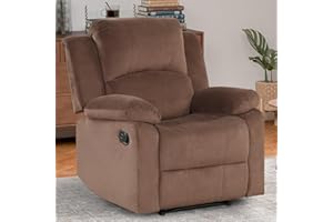 EBELLO Classic Manual Recliner Chair, Soft Microfiber Recliner Sofa with Overstuffed Arms and Back Single Reclining Couch for Living Room, Bedroom, Brown