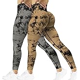 SENBAN Women Scrunch Workout Leggings: Butt Lifting High Waisted Yoga Pants - Tie Dye Seamless Booty Gym Leggings
