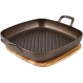 Bloomhouse - Two Time Oprah's Favorite Things Winner - Natural Bronze Finish 12" Square Cast Iron Grill Pan – Olive Oil Treat
