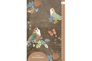 Alphabetical Notebook: Lined-Journal Book with A - Z Tabs Printed, Alphabetized Organizer for Storing Data (Internet Logins, Passwords, Addresses, Phone Numbers, etc.), Folk Art Birds cover design
