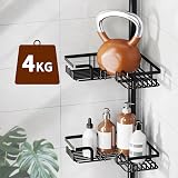 KEGII Telescopic Shower Caddy Corner Shelf 4 Baskets Black No Drilling view 2