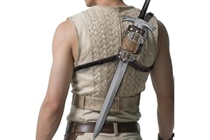 HiiFeuer Medieval Faux Leather Back Sword Frog, Vintage Adjustable Sword Holster, Middle Ages Back Sword Sheath Holster