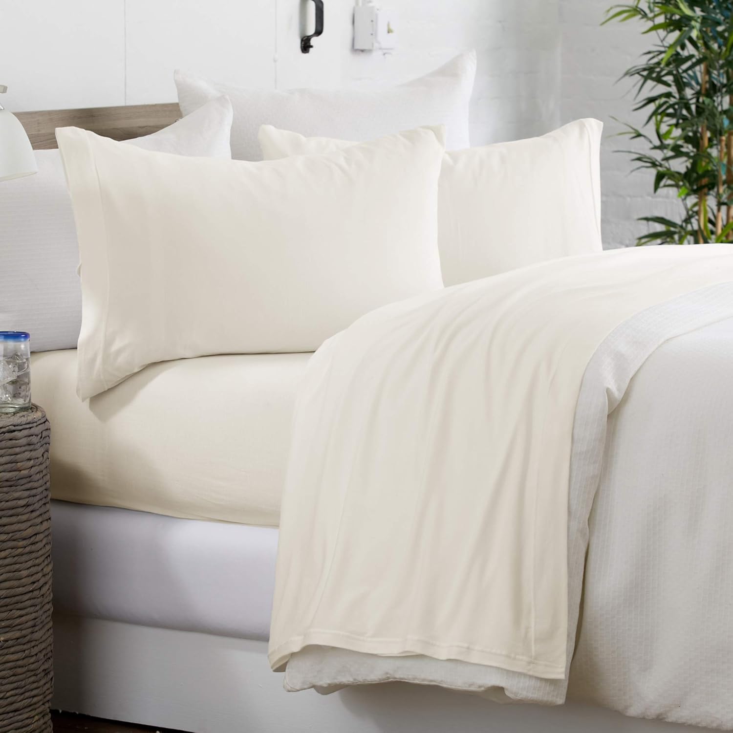 Lightweight Microfiber Sheets. Soft, Cozy Sheets. Breathable, Wrinkle Free Bed Sheet Set. Emery Collection (King, Ivory): Home & Kitchen