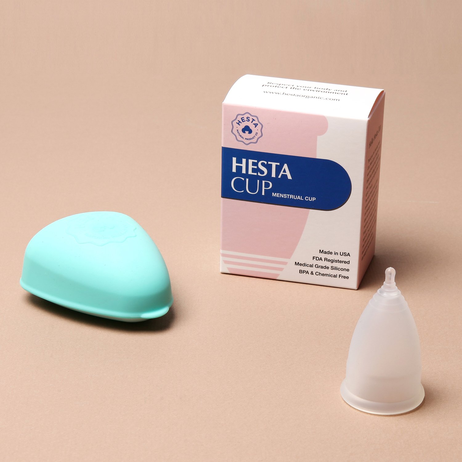 Hesta Menstrual Cup with Silicone Case, FDA Registered Feminine Hygiene Cup, 2 Different Sizes, Regular