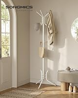 SONGMICS Coat Rack Stand Pearl White 12 Hooks 178 cm RCR017W01 view 2