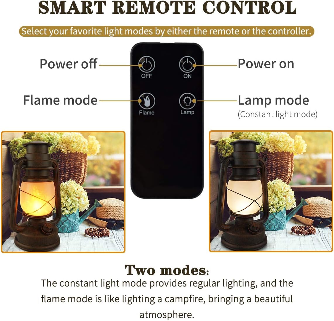 Yinuo Candle Flame Light Vintage Lantern, Flickering Camping Lantern Tent Light with Two Models LED Night Lights Decor for Patio Garden Party Outdoor or Indoor with Remote Control Battery Operated: Sports & Outdoors