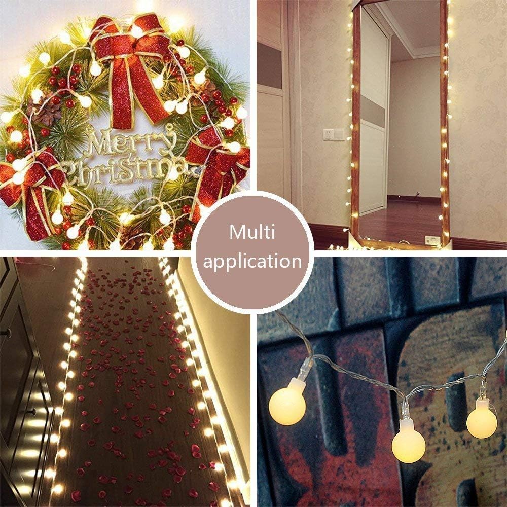 JZK 5m 16.4ft Warm White 50 LED Ball String Light Battery Operated Fairy Light for Outdoor Garden Indoor Bedroom Decoration for Wedding Birthday Party Christmas - Image 5