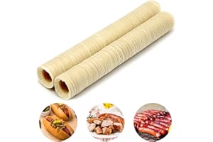 Sausage Casings, 2 Roll 14m/45.9ft Edible Collagen Casing for Sausage Making, Hot Dog, Breakfast Sausage, Smoked Ham, Handmad