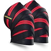 KYLIN SPORT 79" Knee Wrap (Pair) Elasticated Compression Knee Support for Cross Training WODs Gym Workout Weightlifting Fitness Powerlifting/Man and Woman (Red/Black)