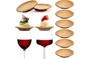 10 Pack Acacia Wood Wine Glass Charcuterie Topper Gift Set Mini Wooden Charcuterie Board for Wine Toppers Mug Cover Cup Lids 
