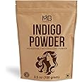 MB Herbals Indigo Powder 100 Gram for Hair Color (3.5 oz) | 100% Pure Indigofera tinctoria Leaf Powder | Serves 2 Applications for Shoulder Length Hair