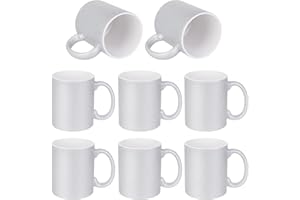 PYD Life 8 Pack Sublimation Mugs Blanks 11 OZ Silver Glitter Coffee Mugs White Ceramic Photo Cups Bulk for Cricut Mug Press Print