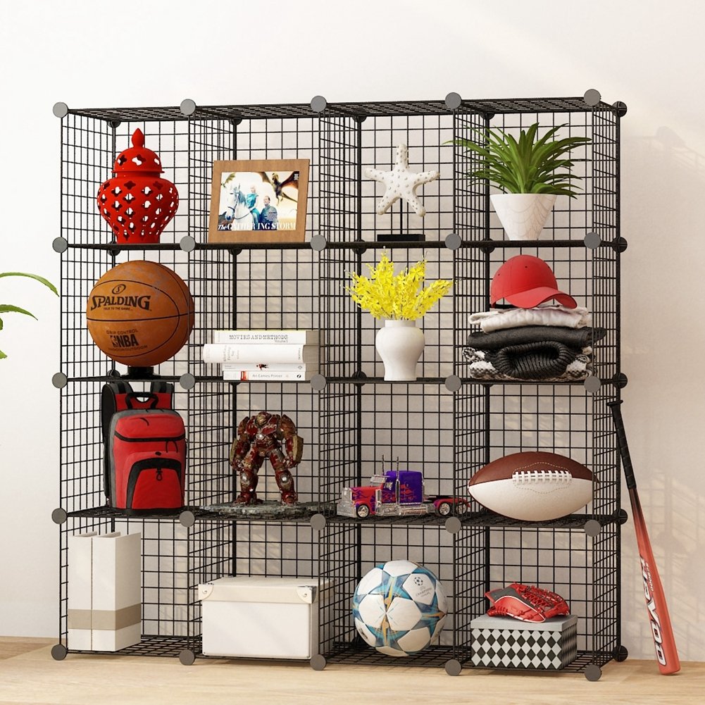 KOUSI Storage Cubes Wire Grid Modular Metal Cubbies Organizer Bookcases