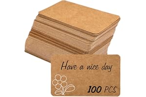 100pcs 3.54"x2" Blank Kraft Paper Business Card, Words Message Notes paper Tags, Mini Craft Cardboard Festival gifts (Brown)