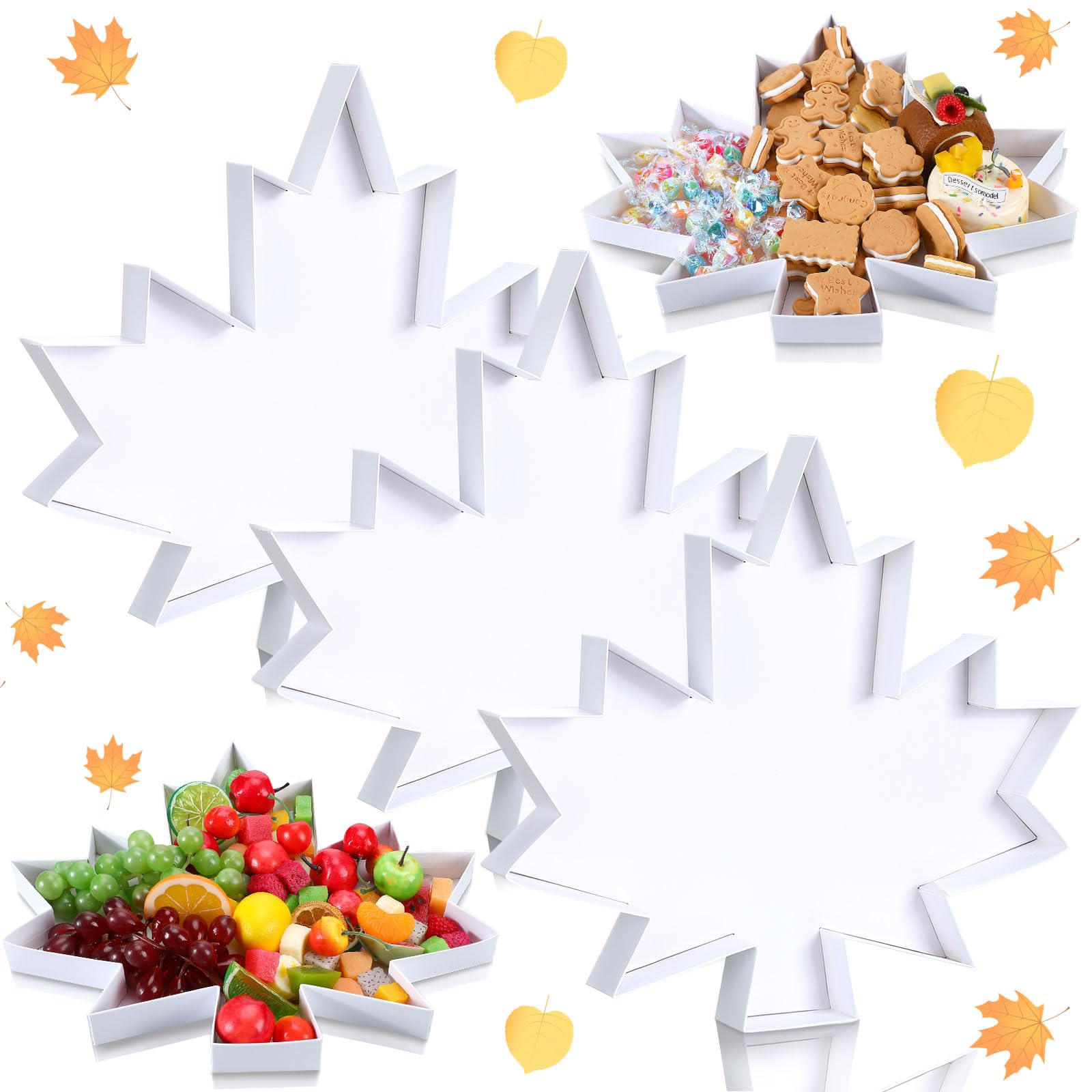 Photo 1 of Mooliwe 3 Pcs Fall Fillable Cardboard 13'' Thanksgiving Maple Leaf Shaped Charcuterie Letters Cardboard Letters for Charcuterie Board Box Tray Chocolate Candy Box for Thanksgiving Fall Party Favors