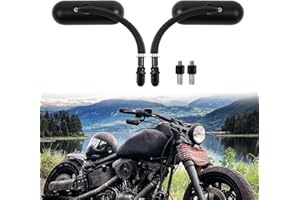 RICH CHOICES Black 8mm 10mm Motorcycle Mini Oval Rearview Mirrors For Dyna Softail Touring Sportster 883 1200 Electra Glide Cruisers Choppers