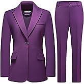 MODFUL Pant Suits for Women Business Suit Set 2 Piece Slim Fit Blazer Jacket One Button Formal Suit