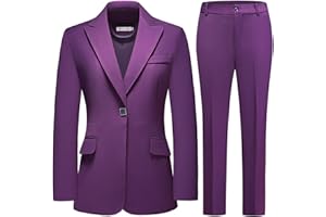 MODFUL Pant Suits for Women Business Suit Set 2 Piece Slim Fit Blazer Jacket One Button Formal Suit