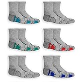 Fruit of the Loom boys 6-pair Half Cushion Ankle Socks (Medium, Grey Multi)