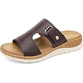 UBFEN Womens Platform Sandals with Orthopedic Arch Support - Low Wedge Heel, Lightweight Comfortable Slide Design for Casual Outdoor Walking, Beach, Work or Summer Outfits