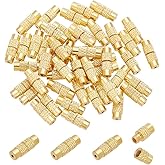 PH PandaHall Screw Twist Clasps, 50 Sets 12x4mm Brass Barrel Jewelry End Tip Caps 1mm Hole Tube Fastener Cord End Caps for DIY Bracelet Necklace Jewelry Making, Golden
