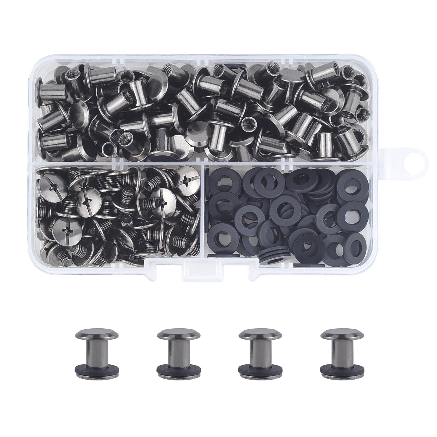 JJWNMLL 90 Sets Chicago Screw Posts, Rivet Chicago Binding Screws, Metal Rivet Replacement Repair for Bags, Collar, Harness, Luggage, Purse, Dog Lead, Backpack, Belt