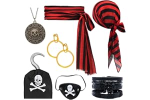 MEDOJO Pirate Costume Outfit Accessories Set for Men Women Pirate Costume Kit