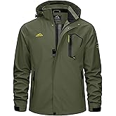 TACVASEN Men's Rain Jacket Lightweight Windbreaker with Hooded Water Resistant Outdoor Raincoat for Hiking Travel Camping