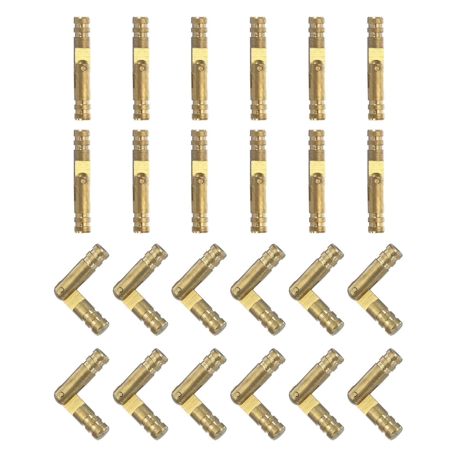 uxcell Invisible Brass Barrel Hinges, 24pcs 4x25mm Brass Concealed Hinges Folding Support Cylindrical Hidden Small Barrel Hinges for Jewelry Box