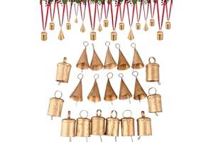 RW REPLICA WAREHOUSE Set of 20 Christmas Bells for Decoration - Small Jingle Bells, Witch Bells, and Indian Tin Bells for Rustic Chimes and Christmas Tree Crafts